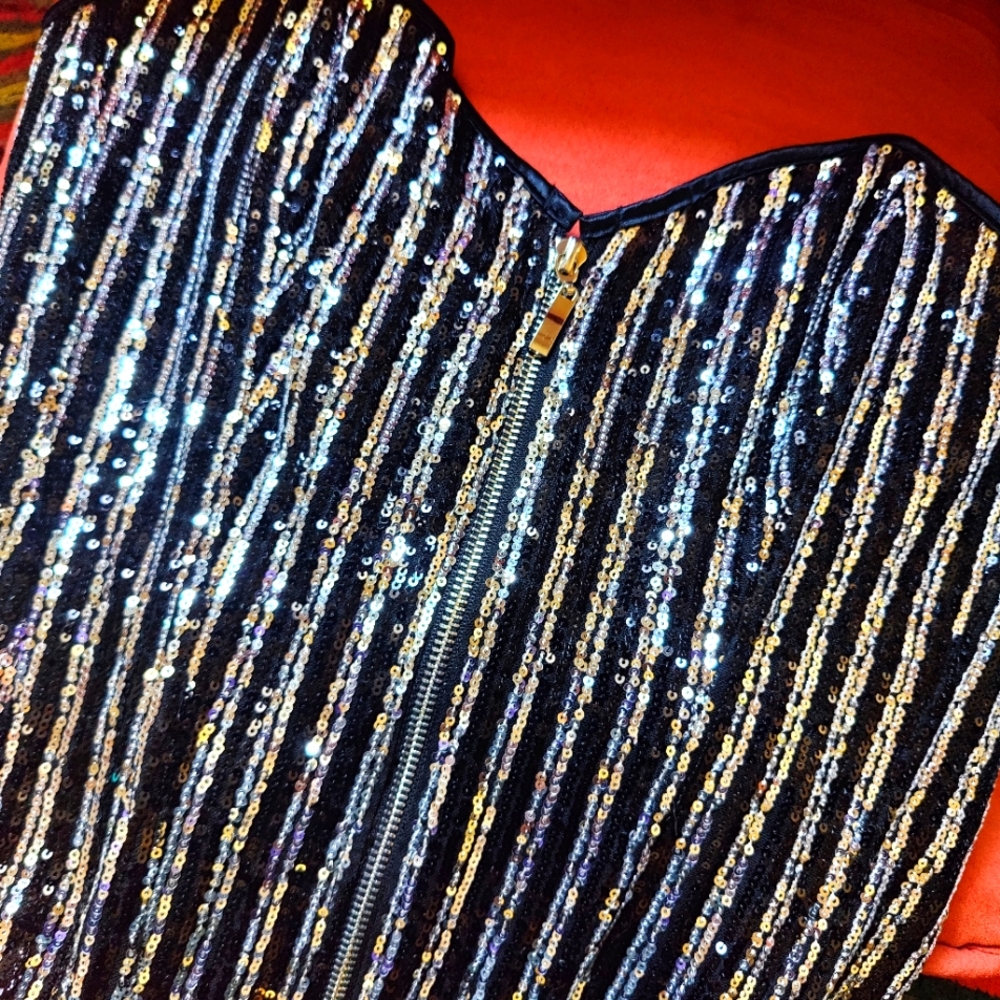 Silver Sequin Corset
